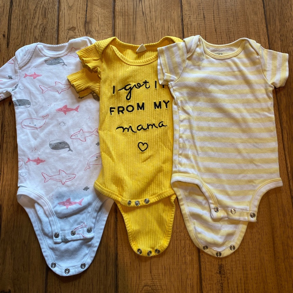 3 baby onesies in size 12 months.